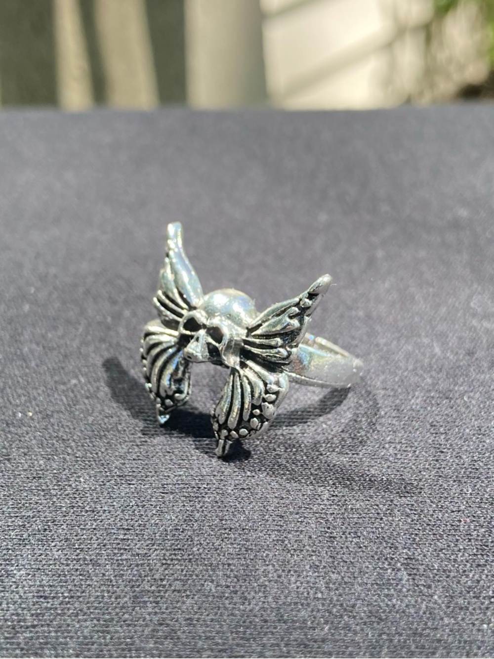 Solid Stainless Steel Butterfly Skull Ring Gothic Statement Jewelry Size 8